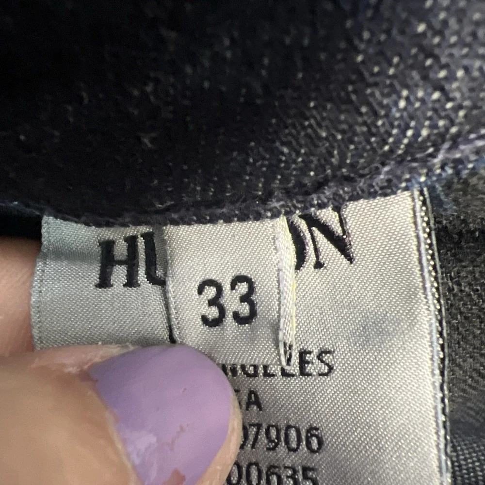 Hudson Byron Five Pocket Str Jeans Mens Size 33/34 Dark Blue Denim‎ Button Fly
